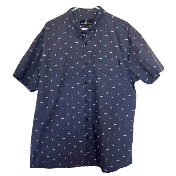 Molokai Surf Co Mens Casual Short Sleeve Gray Shirt Size XXL Fish Whale Print - Picture 1 of 12
